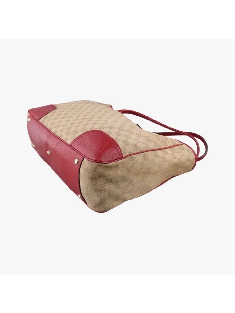 Gucci GG Supreme Beige Red Canvas Leather Handbag